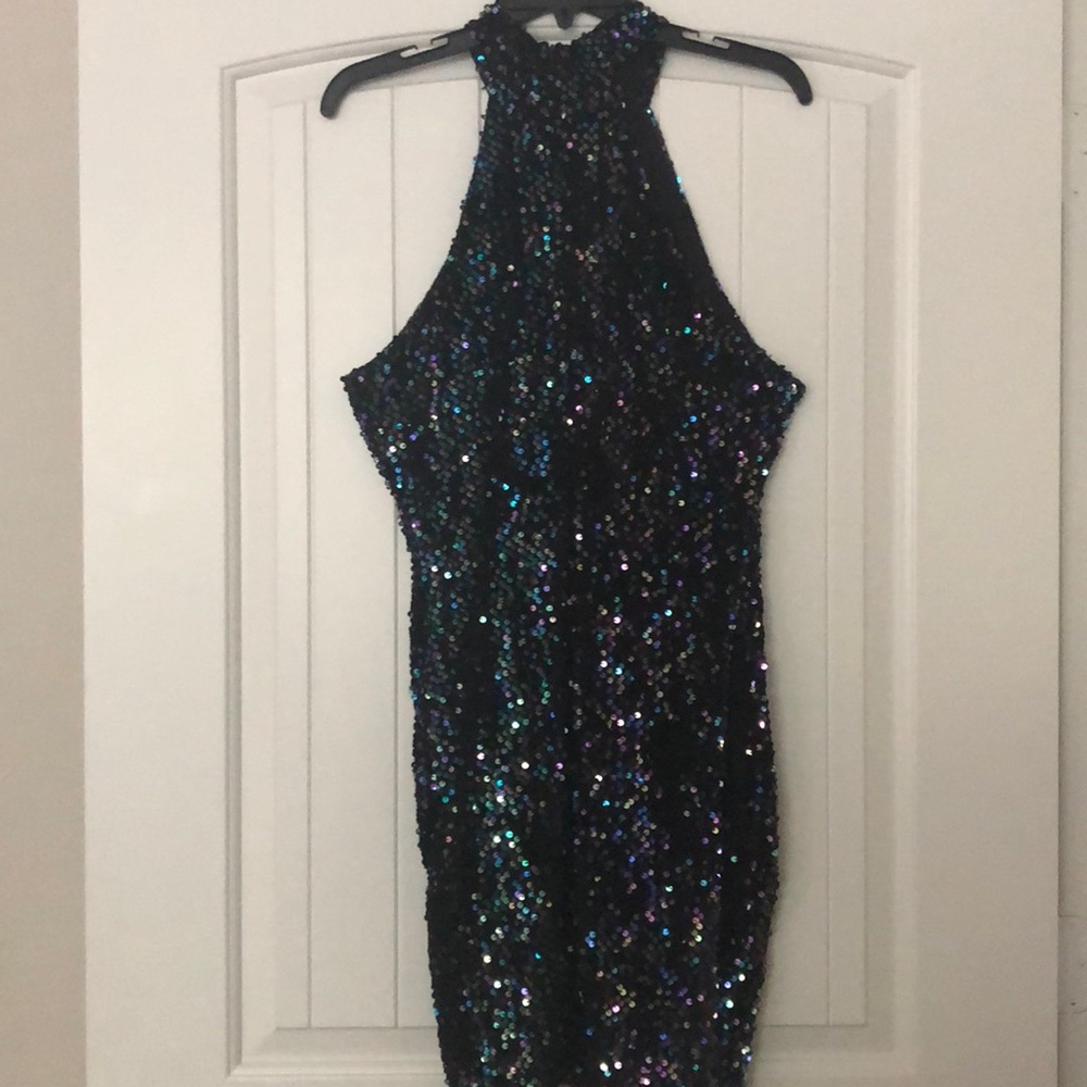 Black Sequin Cocktail Dress - Picture 3 of 4